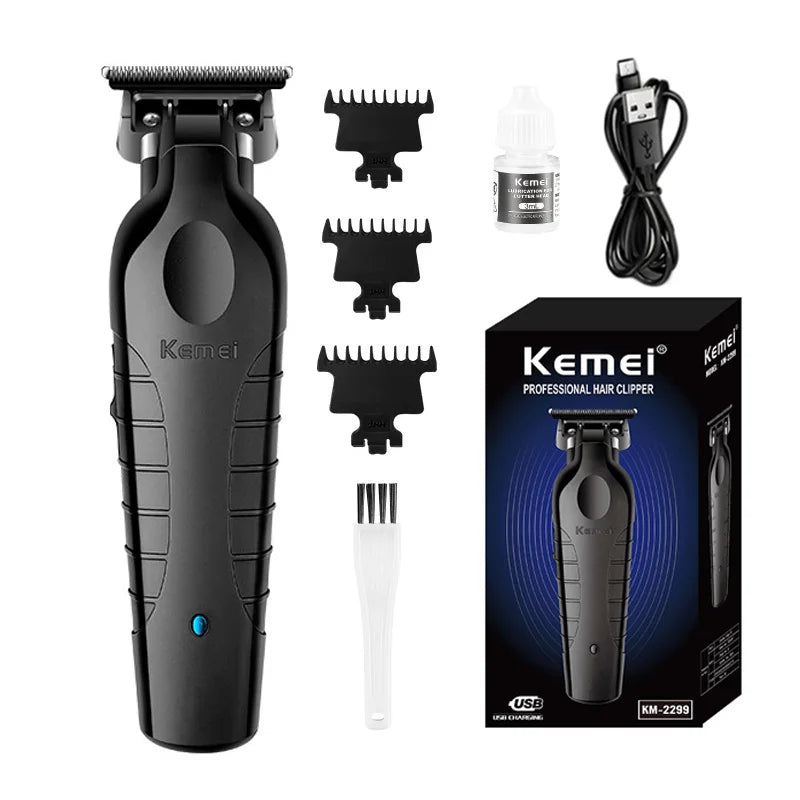 KM2296 Kemei Original Professional Rechargeable Hair Trimmer Adjustable Hair Clipper USB Carving Barber Salon