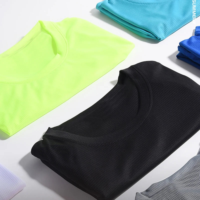 Men Gym t Shirt Short Sleeve Running Sport t Shirts Man Quick Dry Fitness Football Shirt Top Soccer Jersey Male Gym Sportswear