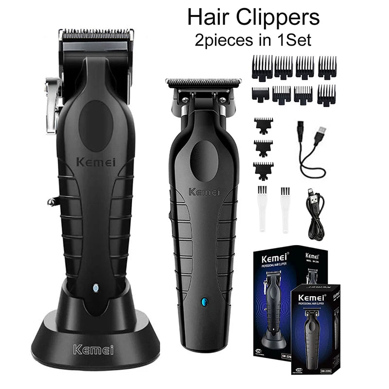 KM2296 Kemei Original Professional Rechargeable Hair Trimmer Adjustable Hair Clipper USB Carving Barber Salon