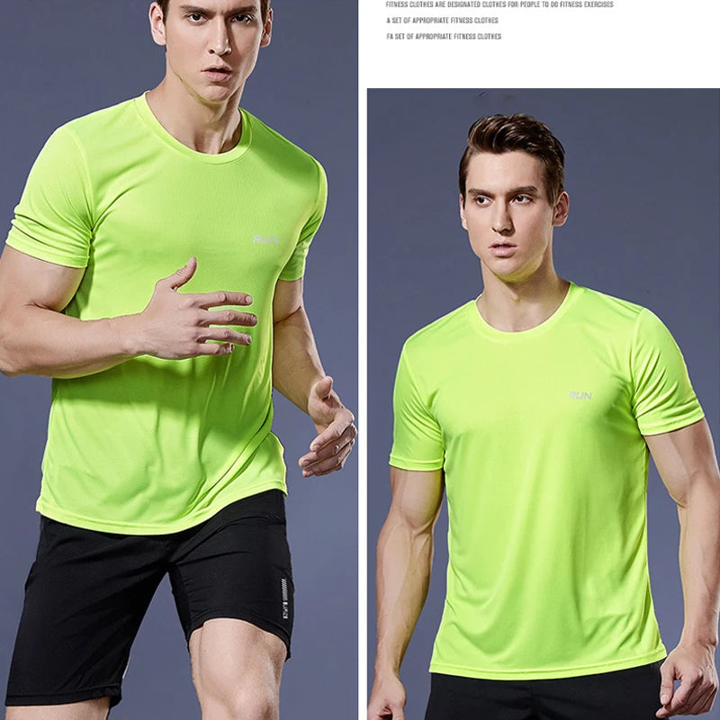 Men Gym t Shirt Short Sleeve Running Sport t Shirts Man Quick Dry Fitness Football Shirt Top Soccer Jersey Male Gym Sportswear