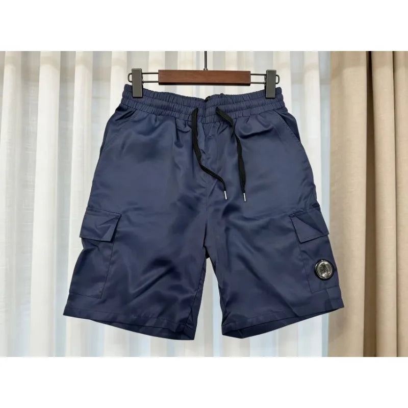 CP couple men's workwear shorts European and American loose summer multi pocket drawstring handsome five quarter pants