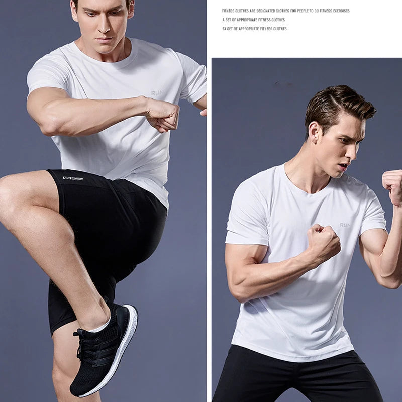 Men Gym t Shirt Short Sleeve Running Sport t Shirts Man Quick Dry Fitness Football Shirt Top Soccer Jersey Male Gym Sportswear