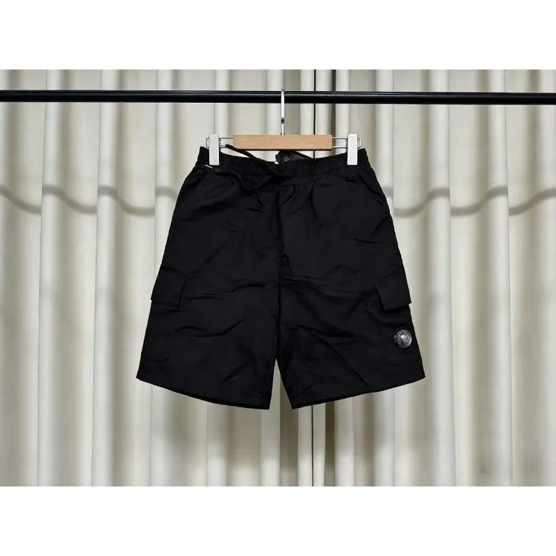CP couple men's workwear shorts European and American loose summer multi pocket drawstring handsome five quarter pants