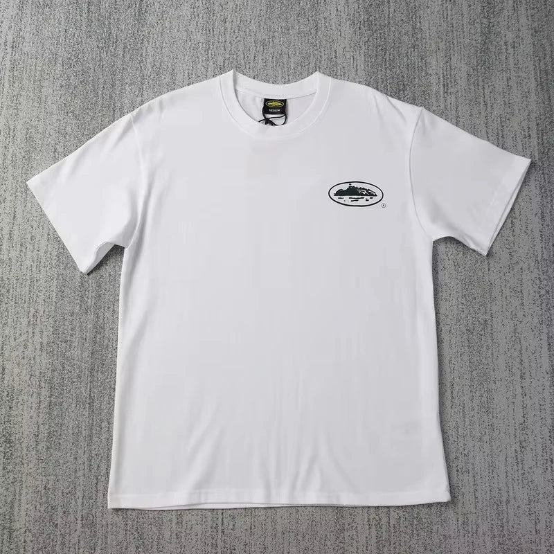 2026 Summer New Small Boat Printed Short Sleeve T-shirt Loose Round Neck Casual Fashion Brand Top
