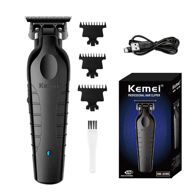 KM2296 Kemei Original Professional Rechargeable Hair Trimmer Adjustable Hair Clipper USB Carving Barber Salon