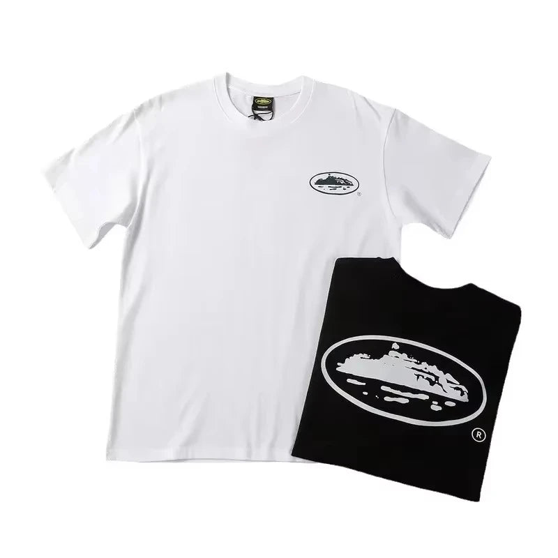2026 Summer New Small Boat Printed Short Sleeve T-shirt Loose Round Neck Casual Fashion Brand Top