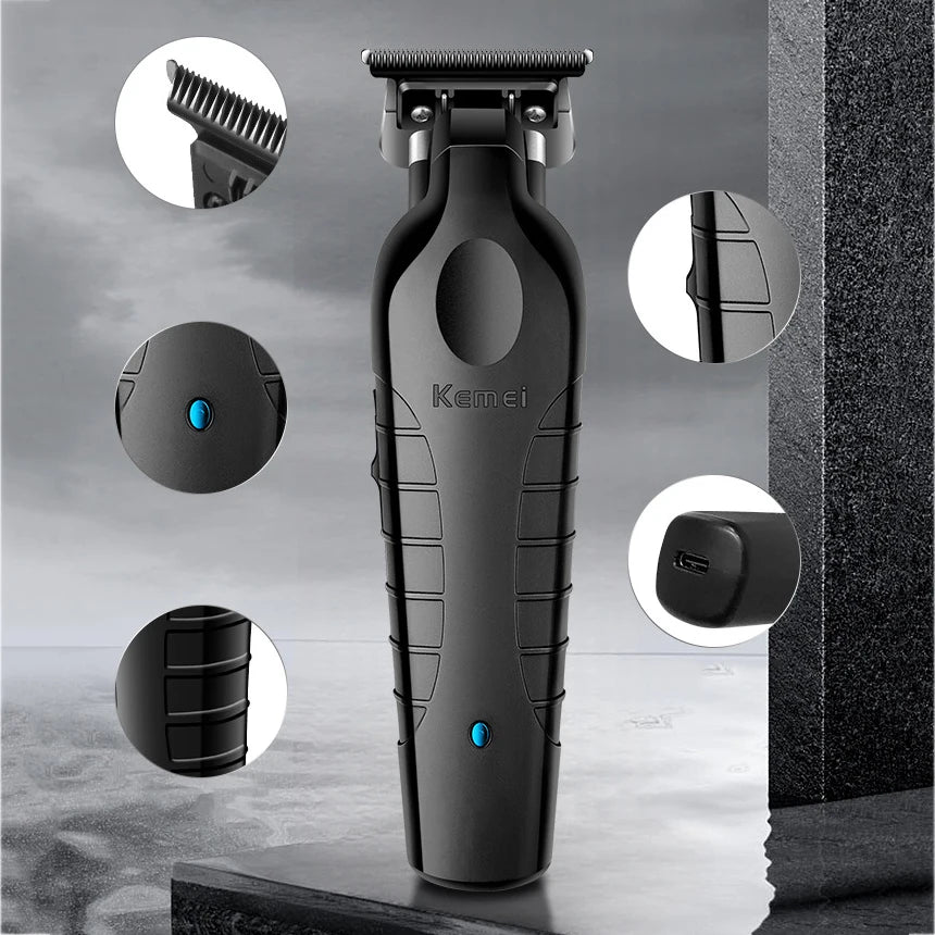 KM2296 Kemei Original Professional Rechargeable Hair Trimmer Adjustable Hair Clipper USB Carving Barber Salon