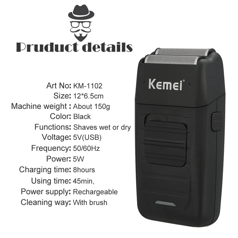 KM2296 Kemei Original Professional Rechargeable Hair Trimmer Adjustable Hair Clipper USB Carving Barber Salon